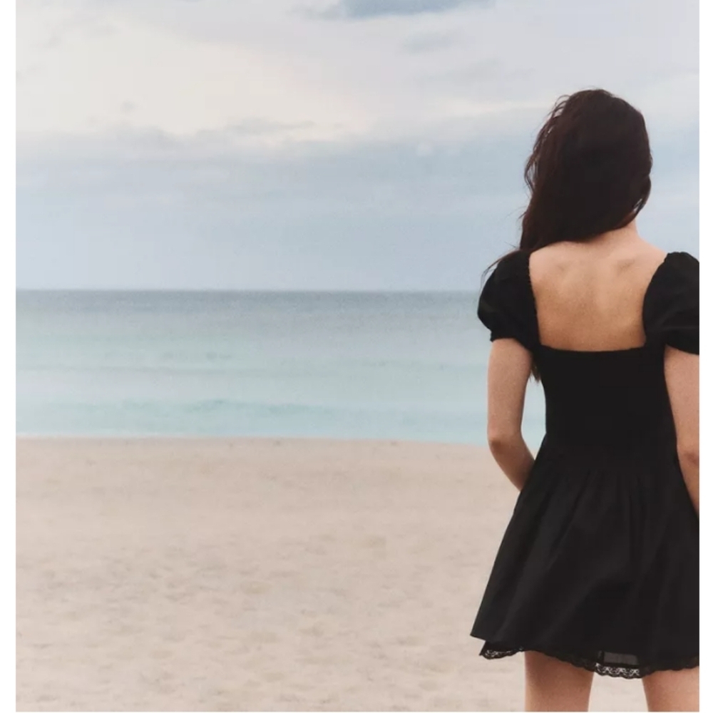 Zara Short Poplin Lace Dress - Picture 2 of 5